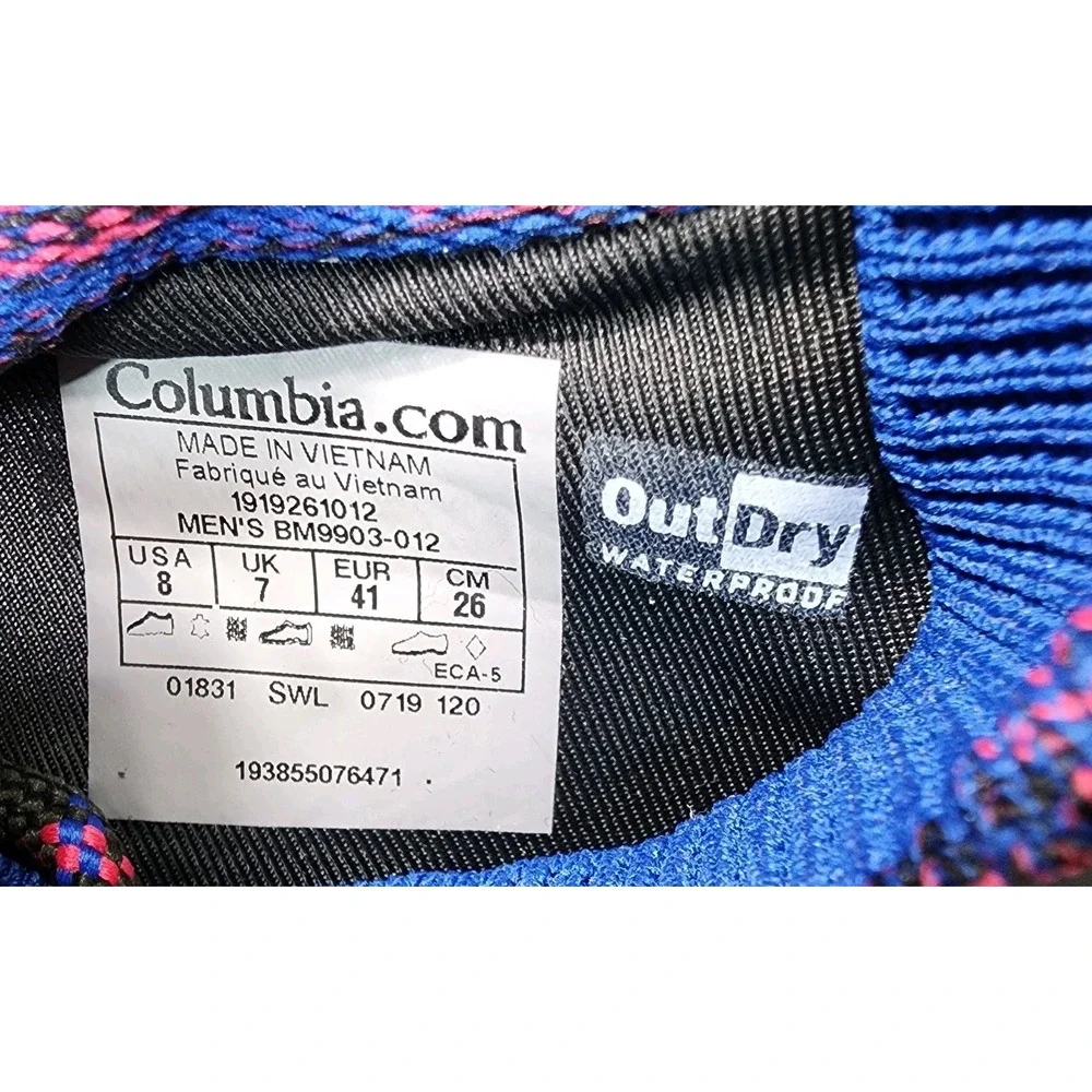 Columbia MENS 8 SH/FT Outdry Waterproof Black Blue Hiking Trekkin Boots Sneakers
